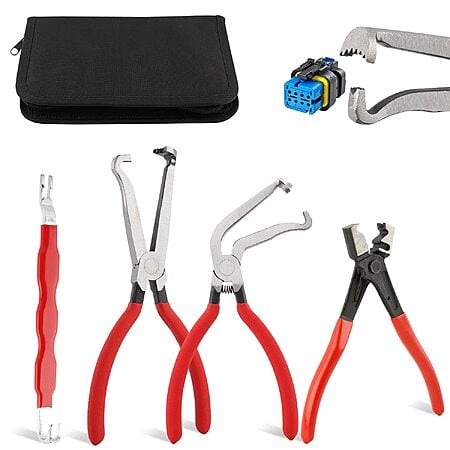 4-Pc Quivorant Straight & 60-Degree Electrical Disconnect Pliers Set w/ Storage Bag