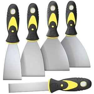 5-Pc Rerdeim Putty Knife w/ Rubber Ergonomic Handles (1"- 5" Assorted Sizes)