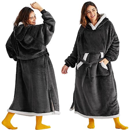 Bedsure Long Wearable Blanket Hoodie, Long Hooded Blanket Sweatshirt $16.15+Free Shipping
