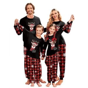 Ekouaer Family Christmas Pajamas Matching Sets with Print Tops and Pants $12.27 at Ekouaer loungewear via Amazon