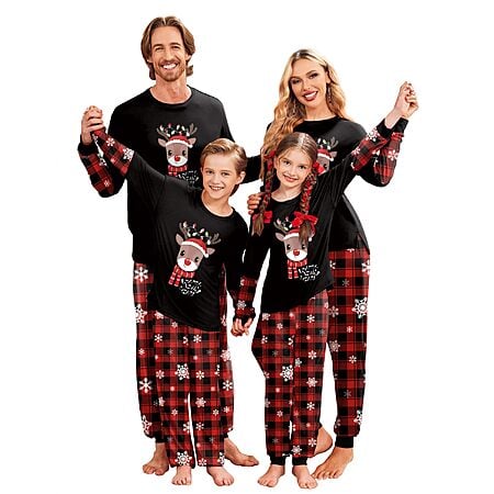 Ekouaer Family Christmas Pajamas Matching Sets with Print Tops and Pants $12.27 at Ekouaer loungewear via Amazon