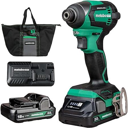 Metabo HPT 18V Cordless Brushless Impact Driver w/ 2x 2.0Ah Batteries & Charger