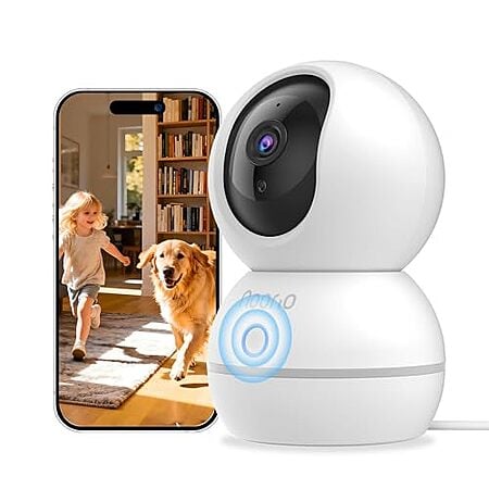 Noorio CS201 2K Indoor Camera w/ 360° PTZ, 2-Way Audio & IR Night Vision